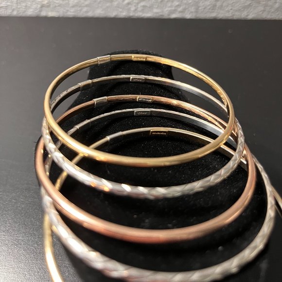 5 Vintage Tri Gold Bangles - 9251/2014kAU (3 mark) and 925AU (2 mark) - Picture 8 of 12